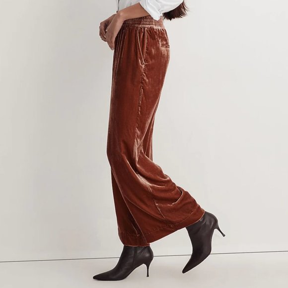 Madewell Silk-Blend Velvet Carley Wide-Leg Pants - Picture 1 of 8